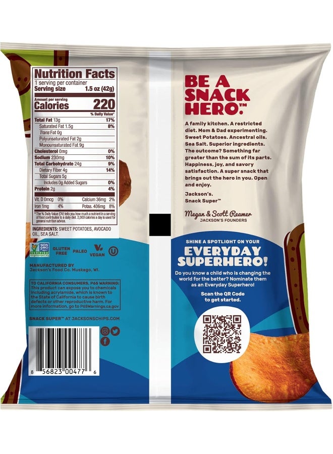 Jackson's Jackson’s Sweet Potato Kettle Chips with Sea Salt made with Premium Avocado Oil (1.5 oz, Pack of 10) - Allergen-friendly, Gluten Free, Peanut Free, Vegan, Paleo Friendly - Shark Tank Product - Image 2